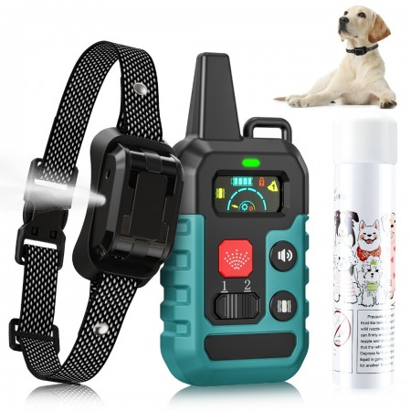 PQJDFX Citronella Dog Training Collar with Remote, Beep/Vibration/Spray/Spray Enhancement, Humane Dog Bark Collar, Safe Compact Easy IPX7, Rechargeable Spray Collar, 330Yard 【Only Work with Remote】